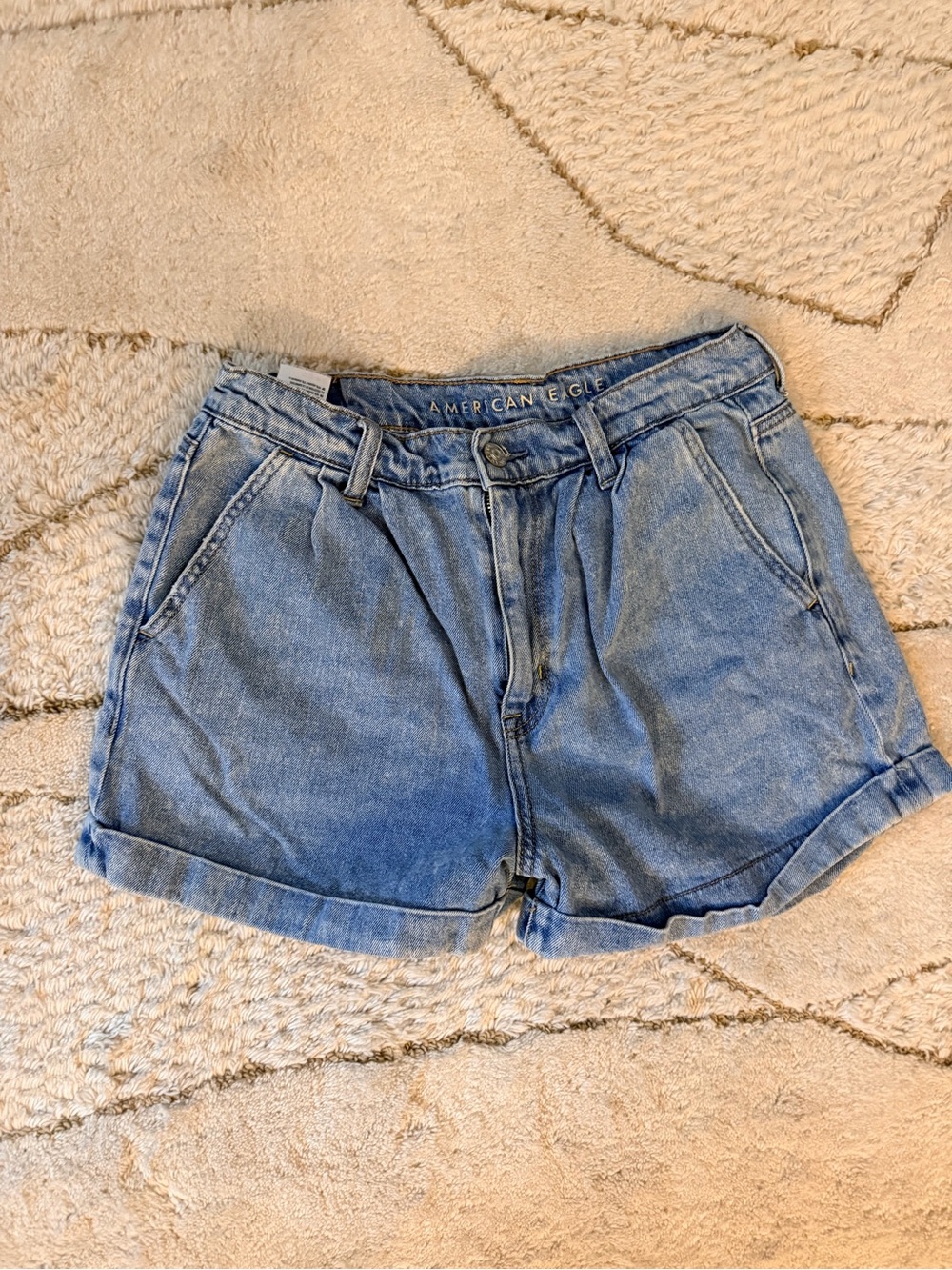 American Eagle Outfitters Light Blue High-Rise Jean Shorts